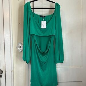 Chic Long Sleeve Green Dress